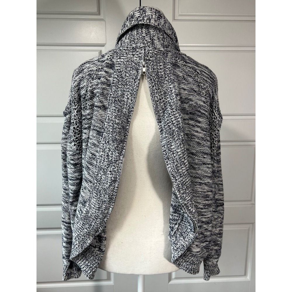 Wendy Bellissimo Knit Cardigan Sweater Shawl Collar Draped Open Back L Gray - Picture 3 of 11